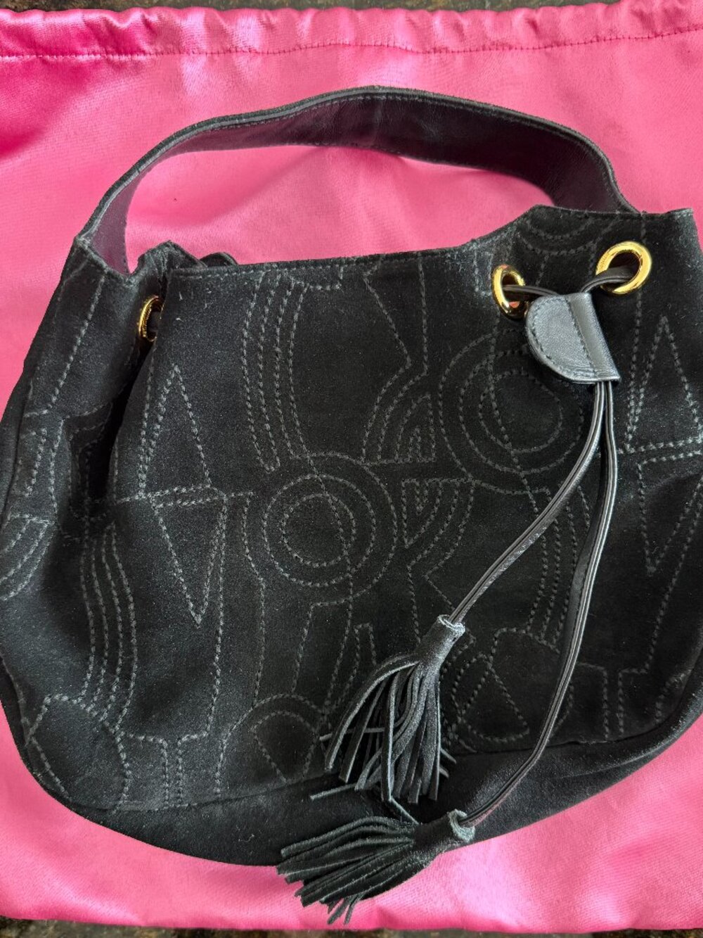 VINTAGE BLACK SUEDE FERRAGAMO MINI PURSE